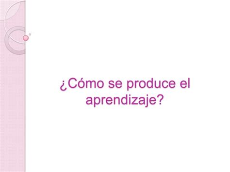 C Mo Se Produce El Aprendizaje Ppt