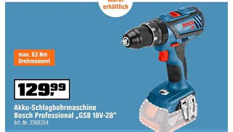 Akku Schlagbohrmaschine Bosch Professional „gsb 18v 28” Angebot Bei Obi