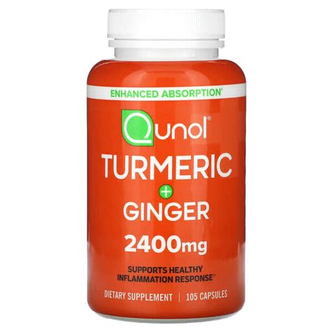 Qunol, Turmeric + Ginger, 800 mg, 105 Capsules