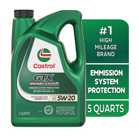 Castrol Gtx High Mileage Synthetic Blend Engine Oil W Quart