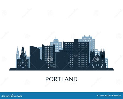 Portland, Maine Skyline, Monochrome Silhouette. Stock Vector ...