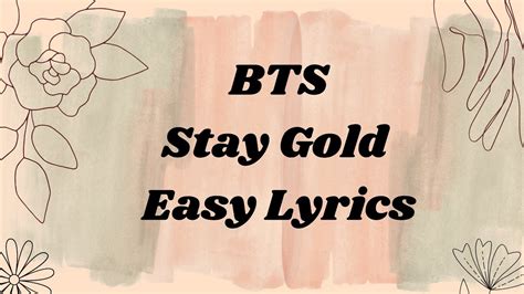 Bts Stay Gold Easy Lyrics Youtube