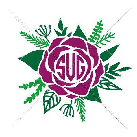 Rose For Monogram Svg Png Dxf Eps Monogram Frame Monogram Monogram