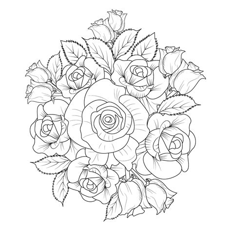 Rose Bouquet Of Flowers Rose Bouquet Sketch Rose Bouquet Sketch A