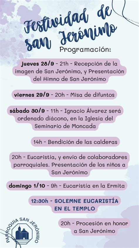 Programa completo de las Fiestas de San Jerónimo 2023 Parroquia San