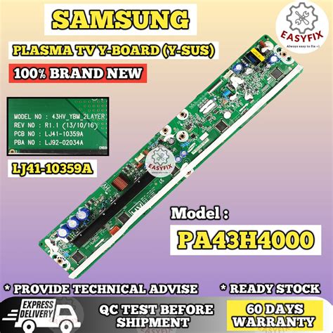 PA43H4000AR LJ41 10359A LJ92 02034A SAMSUNG PLASMA TV Y BOARD