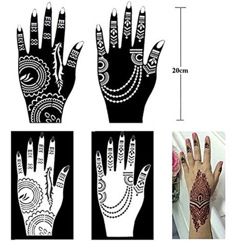 Buy XMASIR Henna Tattoo Stencil Kit Temporary Tattoo Template Set Of 20