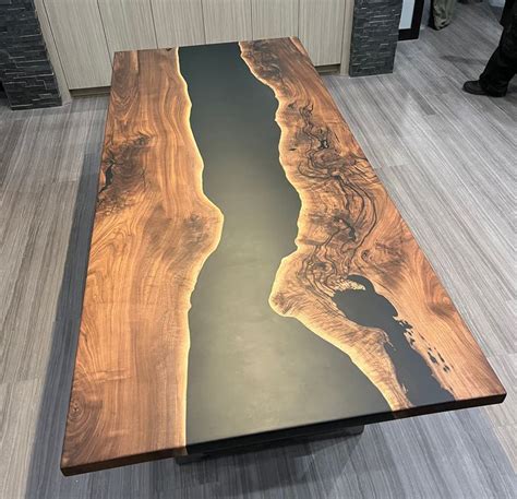 Epoxy River Slab Dining Table Black Walnut Cherry Maple Oak