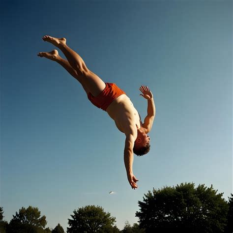 A Person In The Air With A Red Bikini On Their Back Premium AI Generated Image