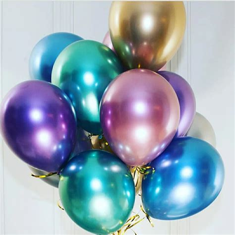 15pcs 4 5g 10inch Double Metallic Latex Balloons Thick Pearly Metal