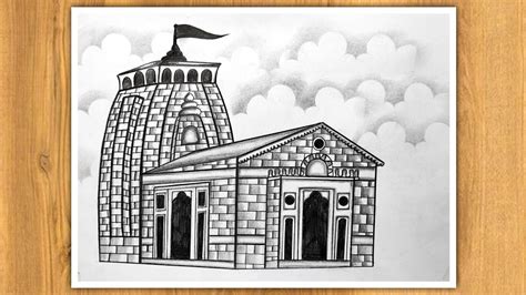 How To Draw Kedarnath Temple Easy Kedarnath Temple Drawing Step By