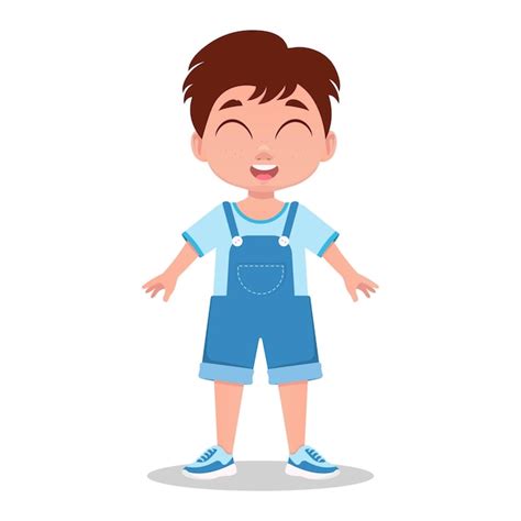 Niño sonriendo niño ojos cerrados ilustración vectorial Vector Premium