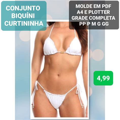 MOLDE EM PDF CONJUNTO BIQUÍNI CURTININHA MODA FEMININA Moldes Em PDF