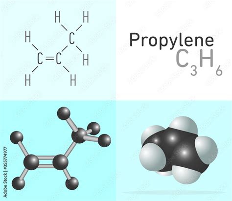 Vecteur Stock Propylene Propene C3H6 Gas Molecule Two Different