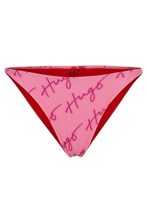 Hugo Quick Dry Bikini Bottoms With Handwritten Logos In Pink Lyst Uk