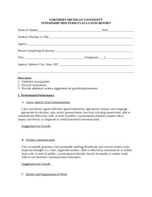 Intern I Midterm Evaluation Doc Template Pdffiller