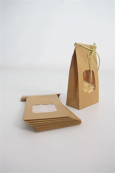 Kraft Tin Tie Bags Set Of 50 W Window Coffee Bags Treat Etsy Wedding