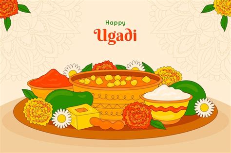 Free Vector | Hand drawn background for ugadi festival