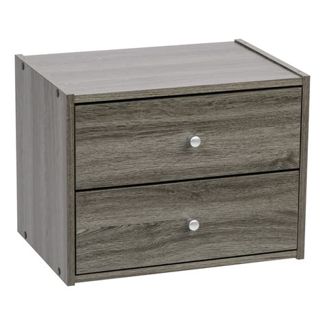 Iris Usa Wood Stacking Storage Box With Drawer Gray