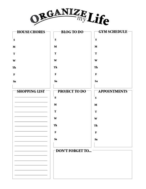 Life Organization Printables