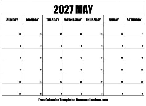 May 2027 Calendar - Free Printable with Holidays and Observances