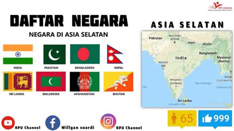 Daftar Negara Di Asia Selatan Beserta Ibukota Dan Luas Wilayah Youtube