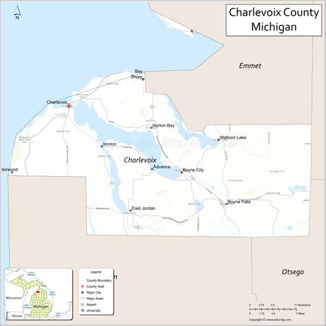 Map Of Charlevoix County Michigan Showing Cities Highways Important