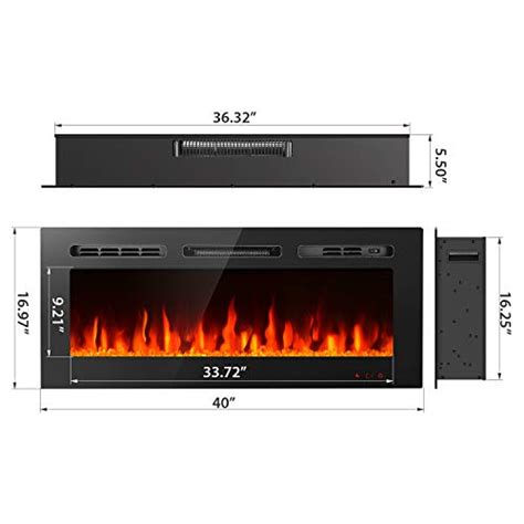 GMHome 40 Inches Wall Recessed Electric Fireplace Wall Mounted Heater