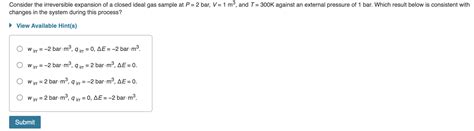 Solved Part A Consider the reversible, isothermal expansion | Chegg.com
