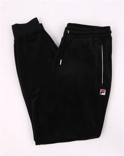 Fila Vintage Velour Track Pants Black 80s Casual Classics