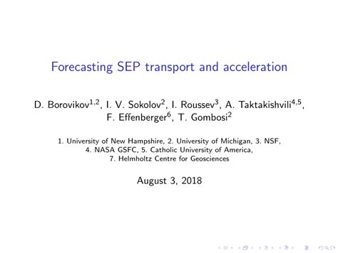 Pdf Forecasting Sep Transport And Acceleration