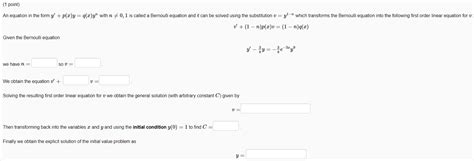 Solved 1 Point An Equation In The Form Y P X Y 9 2 Y