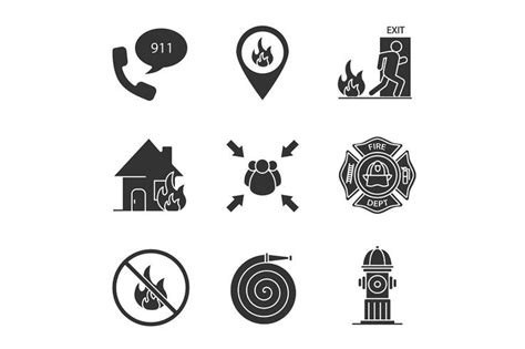 Firefighting Glyph Icons Set In 2022 Glyph Icon Icon Set Glyphs