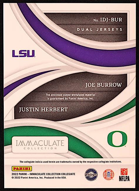 Justin Herbert Joe Burrow 2022 Immaculate Collection Collegiate