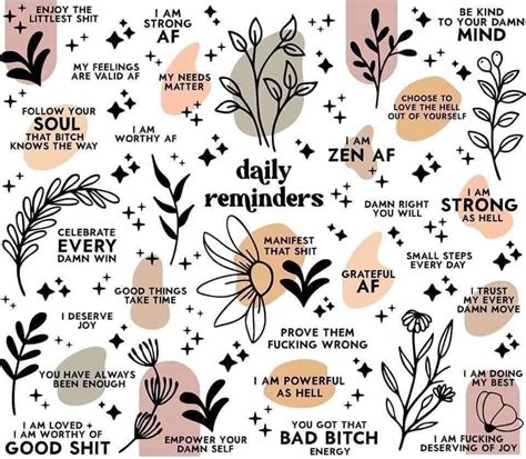 Daily Reminders With Flowers And Stars In Pink Black And White