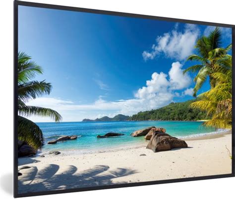 Fotolijst Incl Poster Strand Zee Keien Palmboom 30x20 Cm