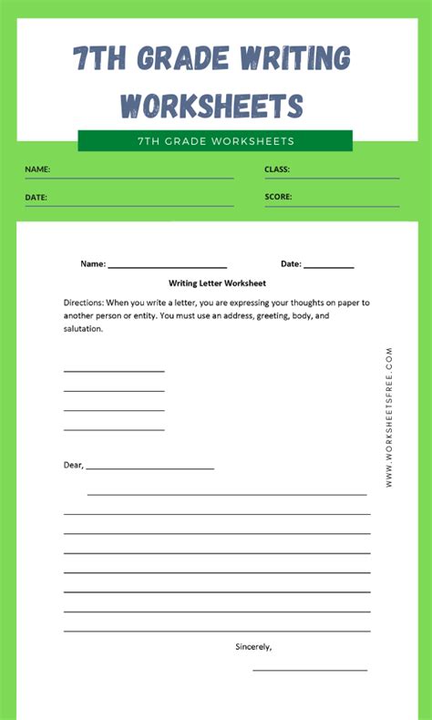 7th Grade Writing Worksheets 1 Worksheets Free