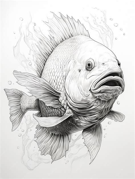 Premium Photo | Pencil sketch artwork sunfish animal drawing