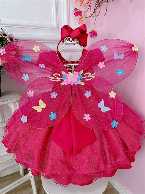 Vestido Infantil Pink Aplique De Borboletas C Glitter Rosa Charmosa