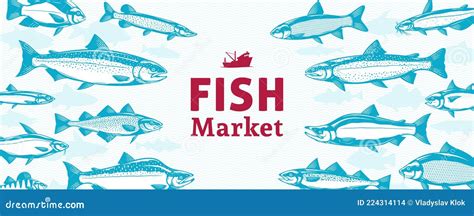 рыба иллюстрации морепродукты баннер Иллюстрация вектора - иллюстрации ...