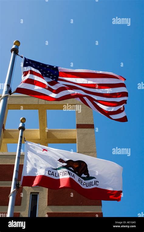 Flag Us And California Flags Stock Photo Alamy