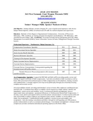 Resume Julieaweston Pdf