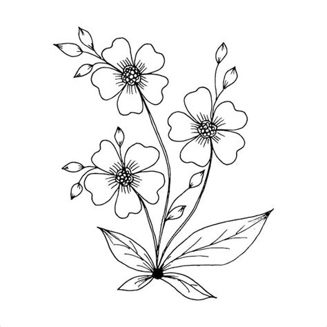 Macizo De Flores Con Flores Para Colorear Estilo De Dibujo Vectorial En