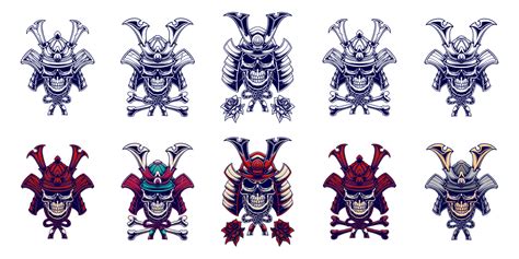 Samurai mask design illustration set bundle 11158933 Vector Art at Vecteezy