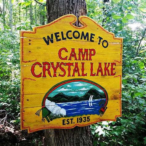 Handcrafted Camp Crystal Lake Reclaimed Wood Sign Friday The 13th