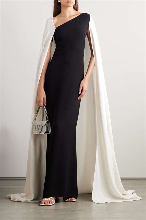 Valentino Garavani Cape Effect Two Tone Silk Crepe Gown Net A Porter