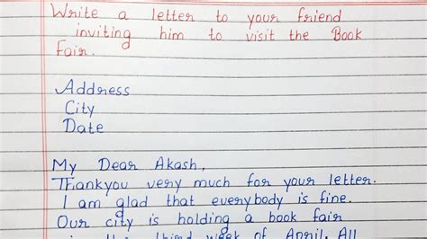 Write A Letter To Your Friend Inviting Him To Visit The Book Fair Youtube