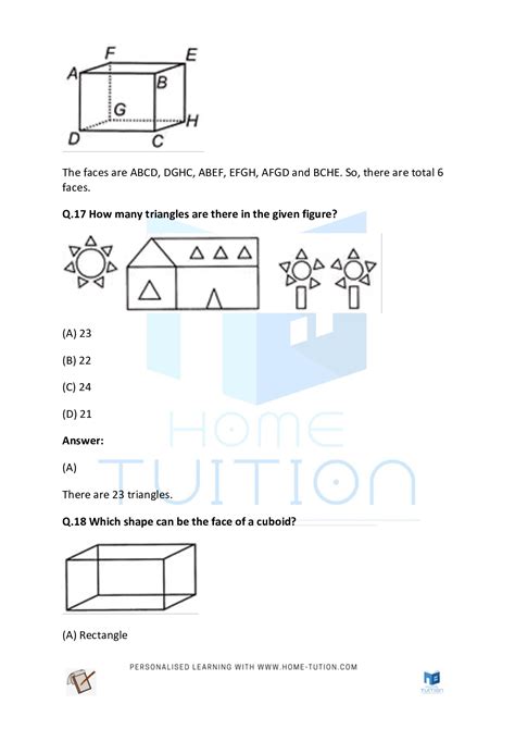 Cbse Class 3 Maths Mathematics Geometry Worksheet Free Pdf Home Tution