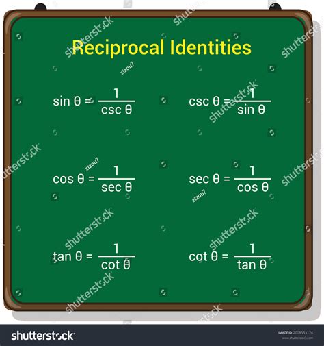 Reciprocal Identities Trigonometry Vector เวกเตอร์สต็อก ปลอดค่า