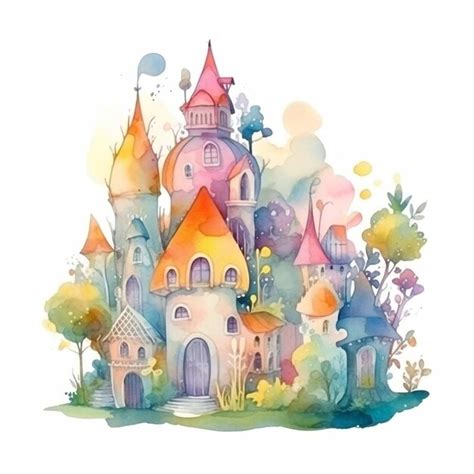 Premium Photo A Watercolor Painting Of A Castle